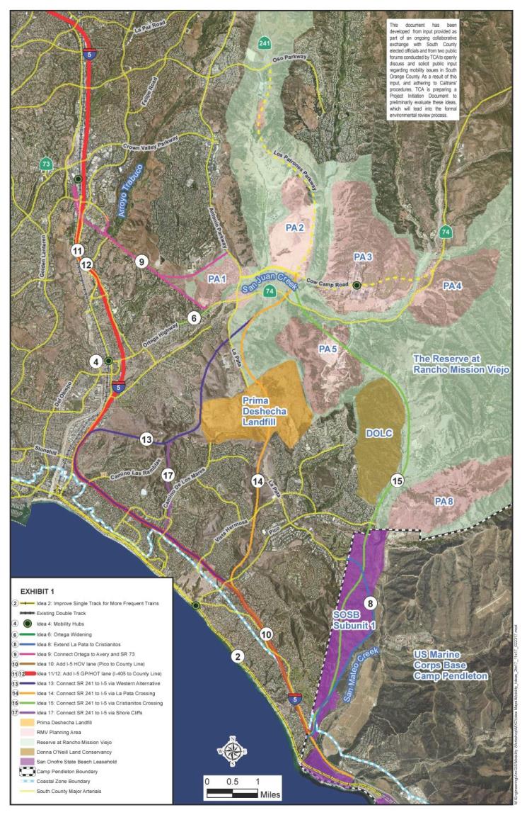 Potential Alternative Toll Road Extension Map 01 - Ideas 2 thru 17